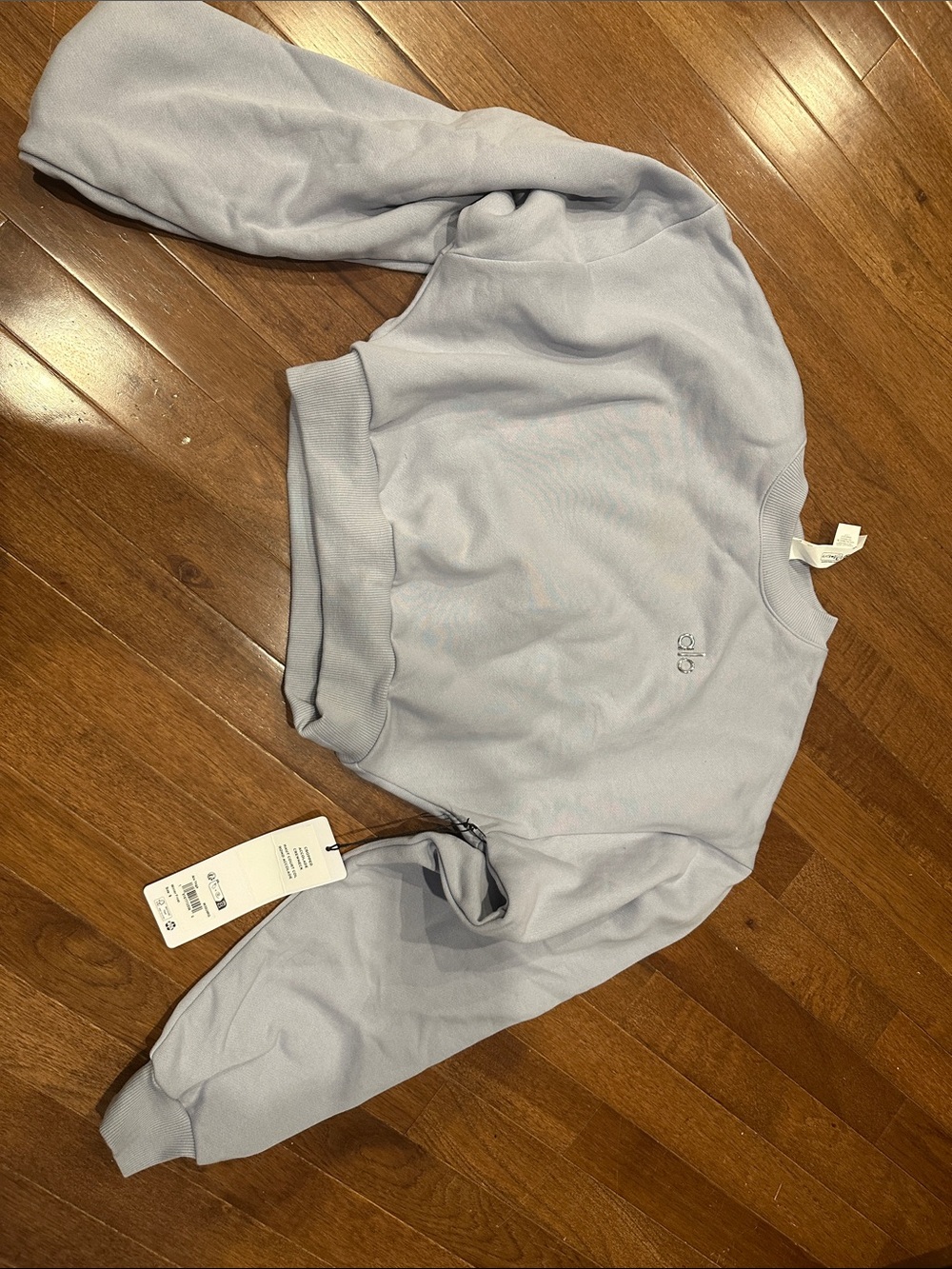 ALO Yoga cropped Crewneck Sweatshirt Size Small - Color is Winter Frost